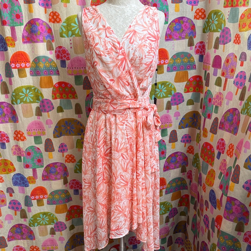 Tommy Hilfiger Sleeveless Layered Faux Wrap Floral Dress. Size 6. NWT - Picture 1 of 11